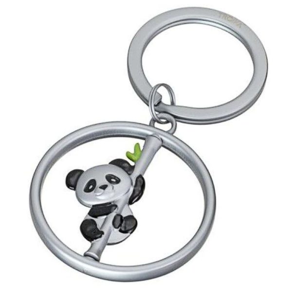 TROIKA KR25-08/MA Keyring SPINNING PANDA Μπρελόκ Ασημί