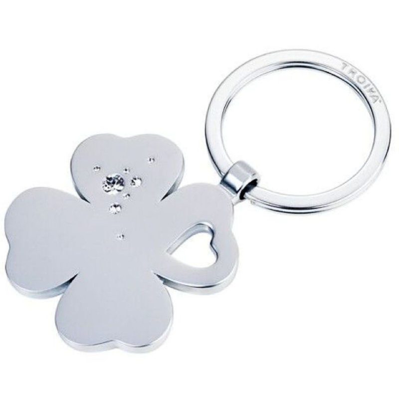 TROIKA KR9-30/MA Keyring Μπρελόκ GIRLS BEST FRIENDS Clover frosty Ασημί TROIKA