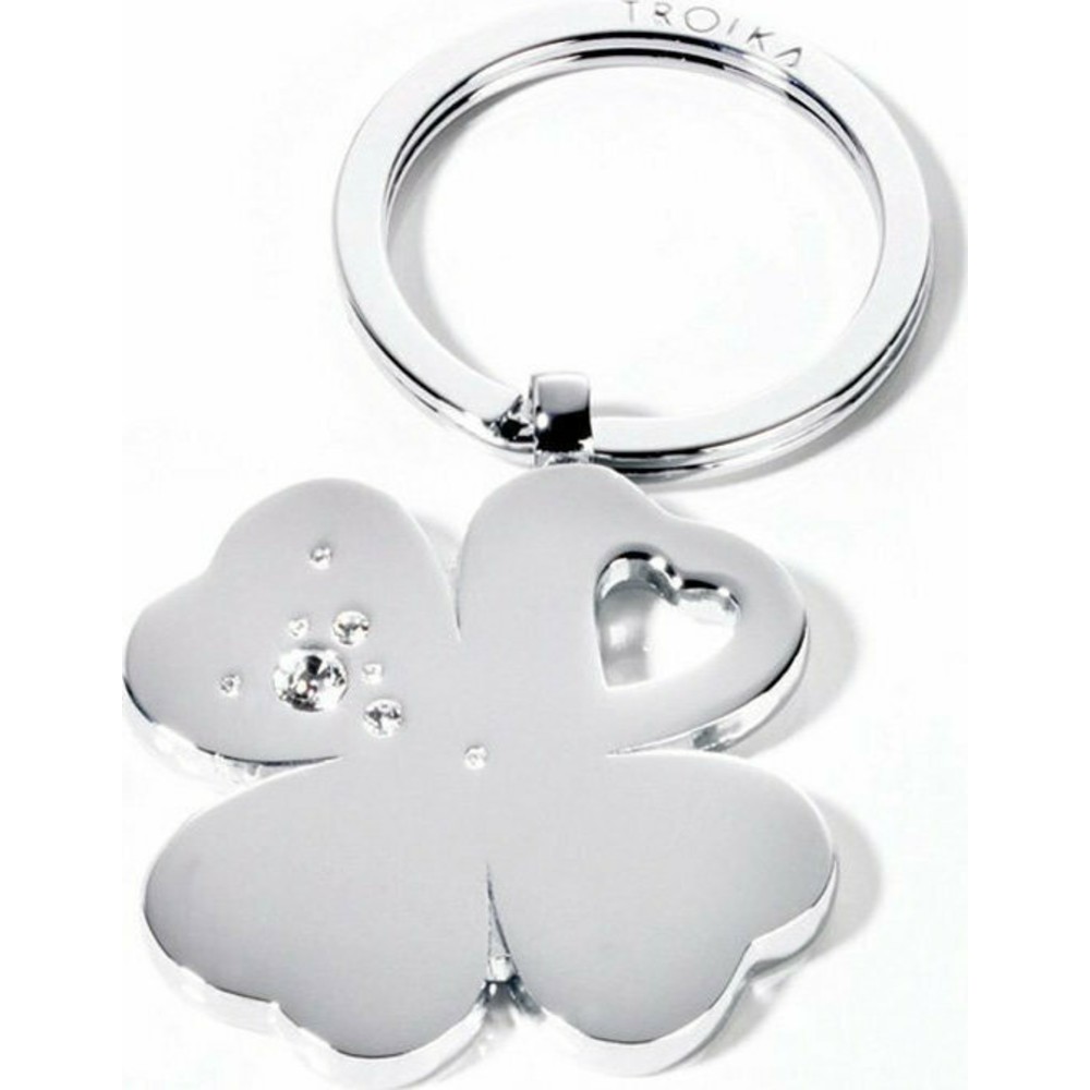 TROIKA KR9-30/CH Keyring Μπρελόκ Clover με Swarovski Αξεσουάρ