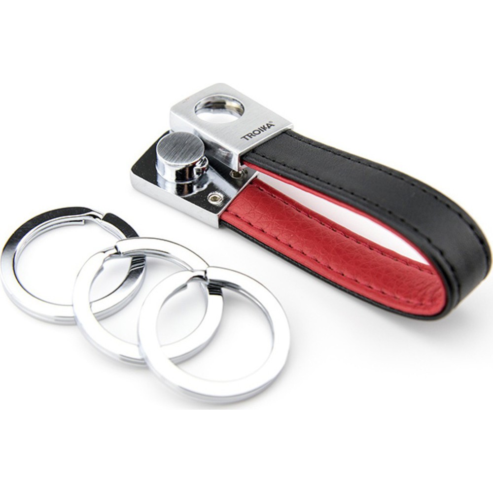 TROIKA KRG642/LE 3Keyring TWISTER RED PEPPER Μπρελόκ Δερμάτινο Μαύρο με κόκκινο Accessories