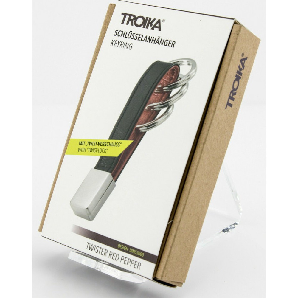 TROIKA KRG642/LE 3Keyring TWISTER RED PEPPER Μπρελόκ Δερμάτινο Μαύρο με κόκκινο Accessories
