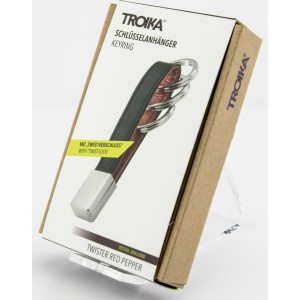 TROIKA KRG642/LE 3Keyring TWISTER RED PEPPER Μπρελόκ Δερμάτινο Μαύρο με κόκκινο Accessories
