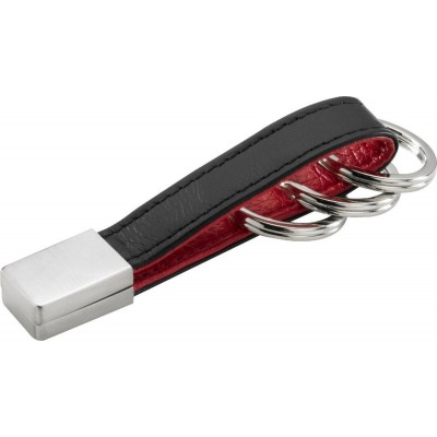 TROIKA KRG642/LE 3Keyring TWISTER RED PEPPER Μπρελόκ Δερμάτινο Μαύρο με κόκκινο
