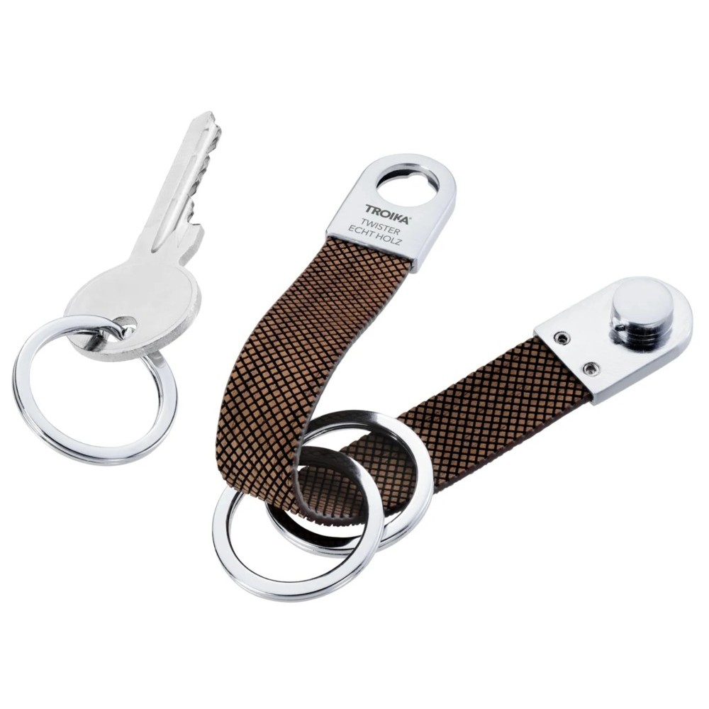 TROIKA KRG726/WO 3Keyring TWISTER STYLE REAL WOOD Brown Accessories