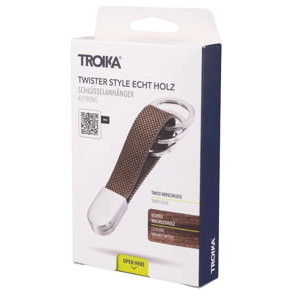 TROIKA KRG726/WO 3Keyring TWISTER STYLE REAL WOOD Brown Accessories