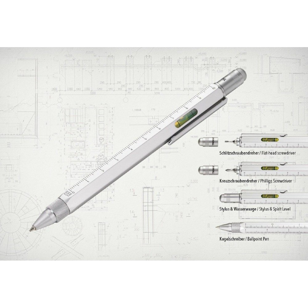 TROIKA PIP20/SI Construction Ballpoint Pen Στυλό Ballpoint Ασημί Αξεσουάρ