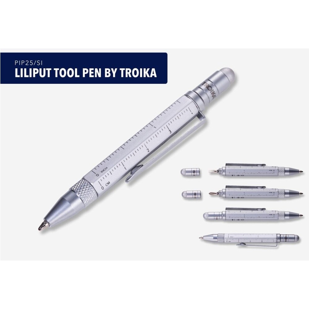 Troika PIP25/SI Multitasking Liliput Construction Mini Στυλό Ballpoint Ασημί Αξεσουάρ