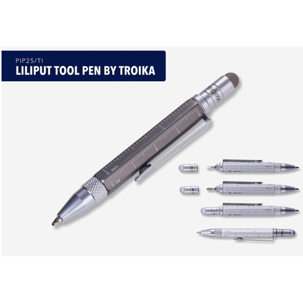 Troika PIP25/TI Multitasking Liliput Construction Mini Στυλό Ballpoint Γκρι Accessories