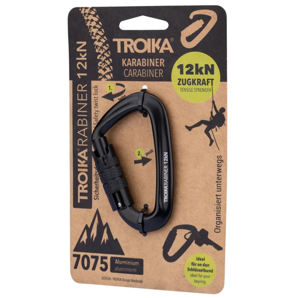 TROIKA KAR12/BK KARABINER Γάντζος αλουμινίου Μαύρος Αξεσουάρ