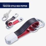 TROIKA KRG742/LE 3Keyring TWISTER STYLE RED PEPPER Μπρελόκ Δερμάτινο Μαύρο με κόκκινο 3