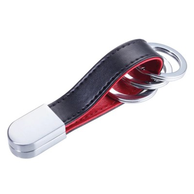 TROIKA KRG742/LE 3Keyring TWISTER STYLE RED PEPPER Μπρελόκ Δερμάτινο Μαύρο με κόκκινο