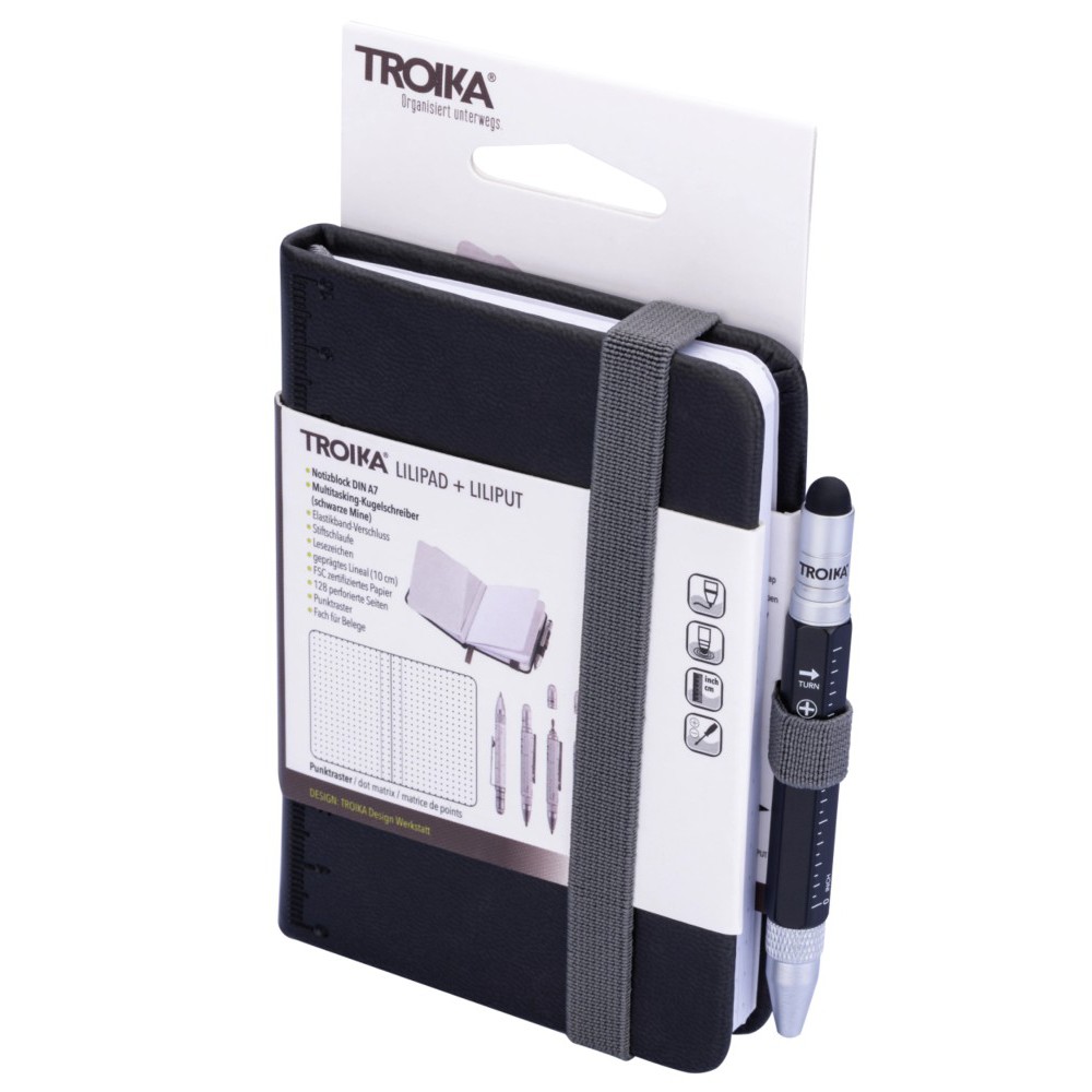 TROIKA NPP25/BK LILIPAD+LILIPUT Notebook Σημειωματάριο Τσέπης με Στυλό Μαύρο Αξεσουάρ