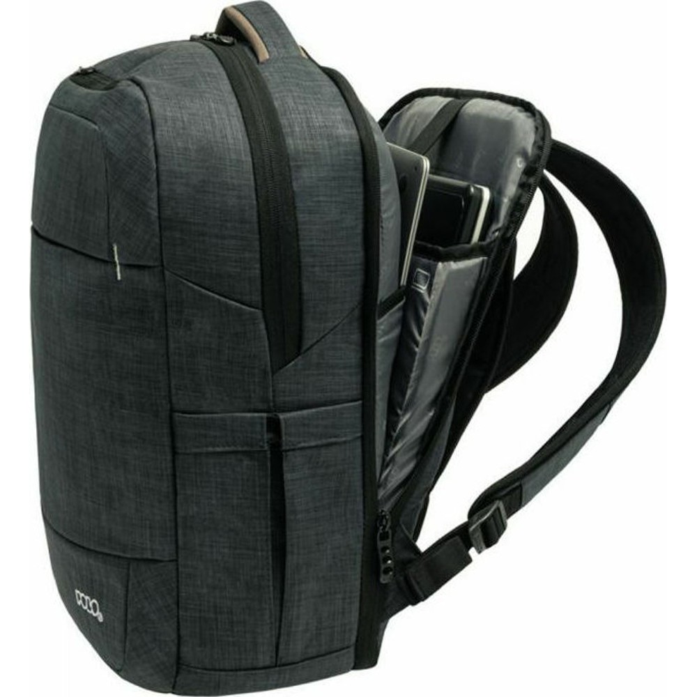 Polo Zenith Υφασμάτινο Σακίδιο Πλάτης με Θύρα USB Μαύρο 9-02-036-2100 Τσάντες