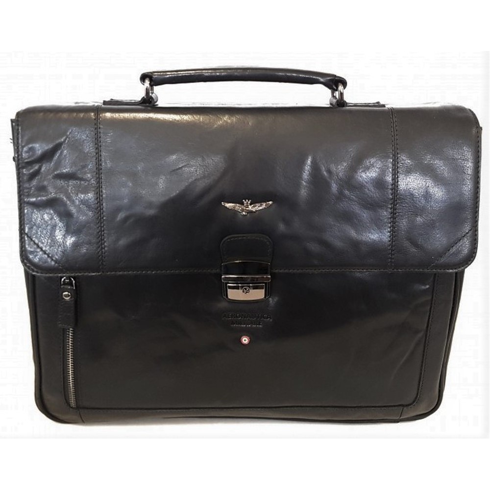 Aeronautica Militare ΑΜ-304 Δερμάτινος Χαρτοφύλακας Black Bags