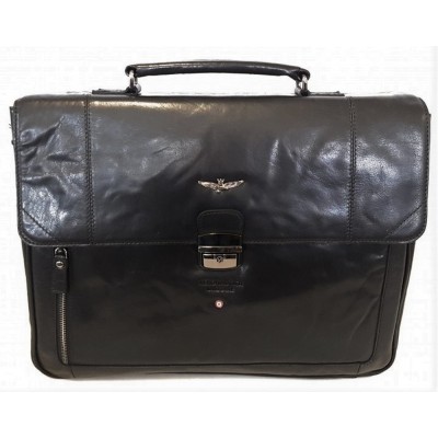 Aeronautica Militare ΑΜ-304 Δερμάτινος Χαρτοφύλακας Black