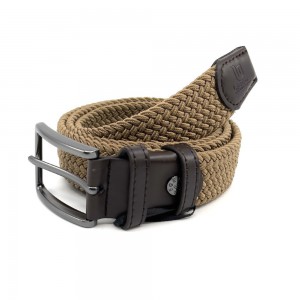 Legend Accessories LGD-162 Elastic Knitted Men's Belt Leather Golden with Brown Accessories