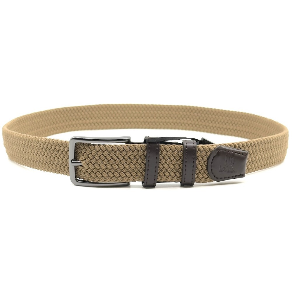 Legend Accessories LGD-162 Elastic Knitted Men's Belt Leather Golden with Brown Accessories