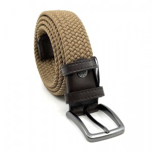 Legend Accessories LGD-162 Elastic Knitted Men's Belt Leather Golden with Brown Accessories