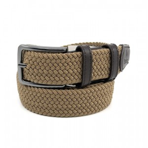 Legend Accessories LGD-162 Elastic Knitted Men's Belt Leather Golden with Brown Accessories