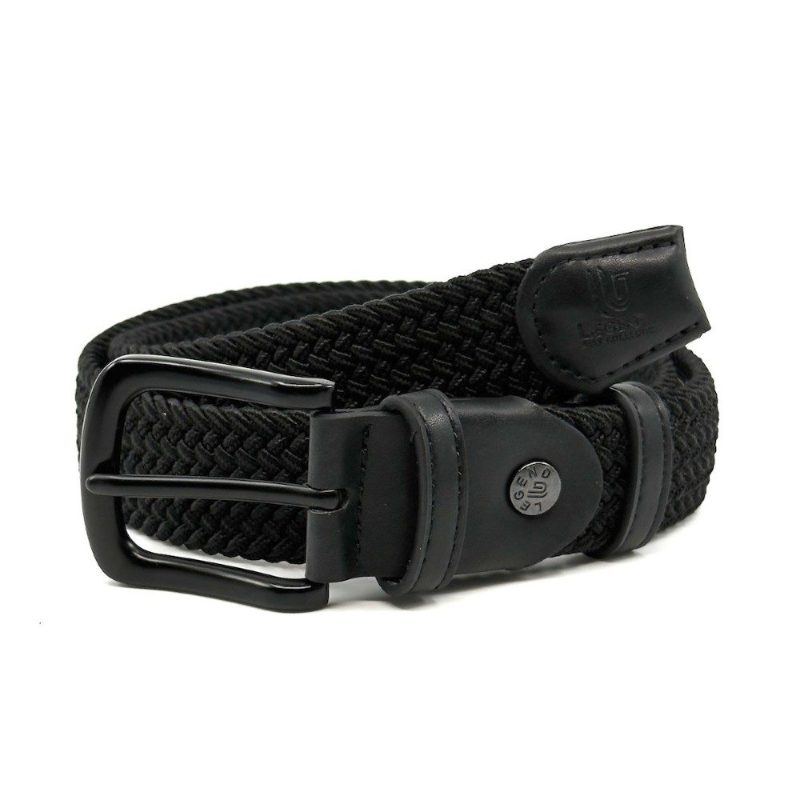 Legend Accessories LGD-18-01 Ελαστική Πλεκτή Ανδρική Ζώνη Δερμάτινη Μαύρη LEGEND ACCESSORIES