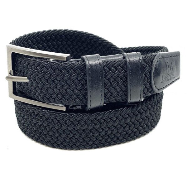 Legend Accessories LGD-18 Ελαστική Πλεκτή Ανδρική Ζώνη Δερμάτινη Μαύρη