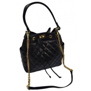 Τσάντα πουγκί δέρμα Ιταλίας Domus 42000109 μαύρη Bags