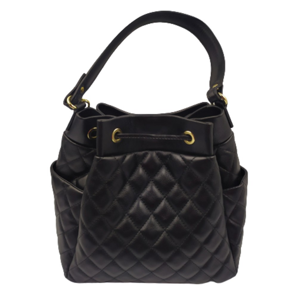 Τσάντα πουγκί δέρμα Ιταλίας Domus 42000109 μαύρη Bags