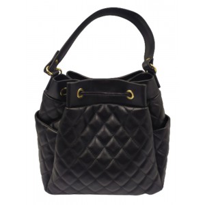 Τσάντα πουγκί δέρμα Ιταλίας Domus 42000109 μαύρη Bags