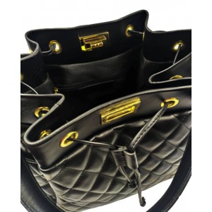 Τσάντα πουγκί δέρμα Ιταλίας Domus 42000109 μαύρη Bags