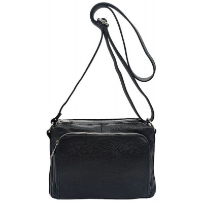Domus Δερμάτινη τσάντα γυναικεία χιαστή 40001985 μαύρη