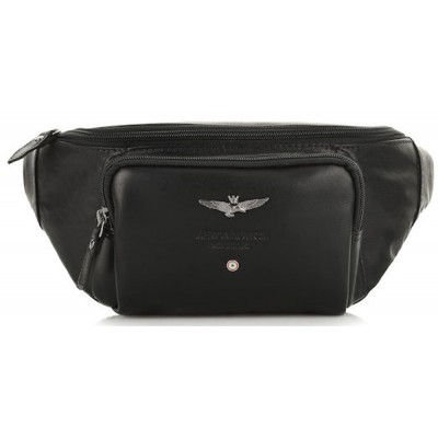 AERONAUTICA MILITARE Τσαντάκι Μέσης δέρμα AM351 Μαύρο