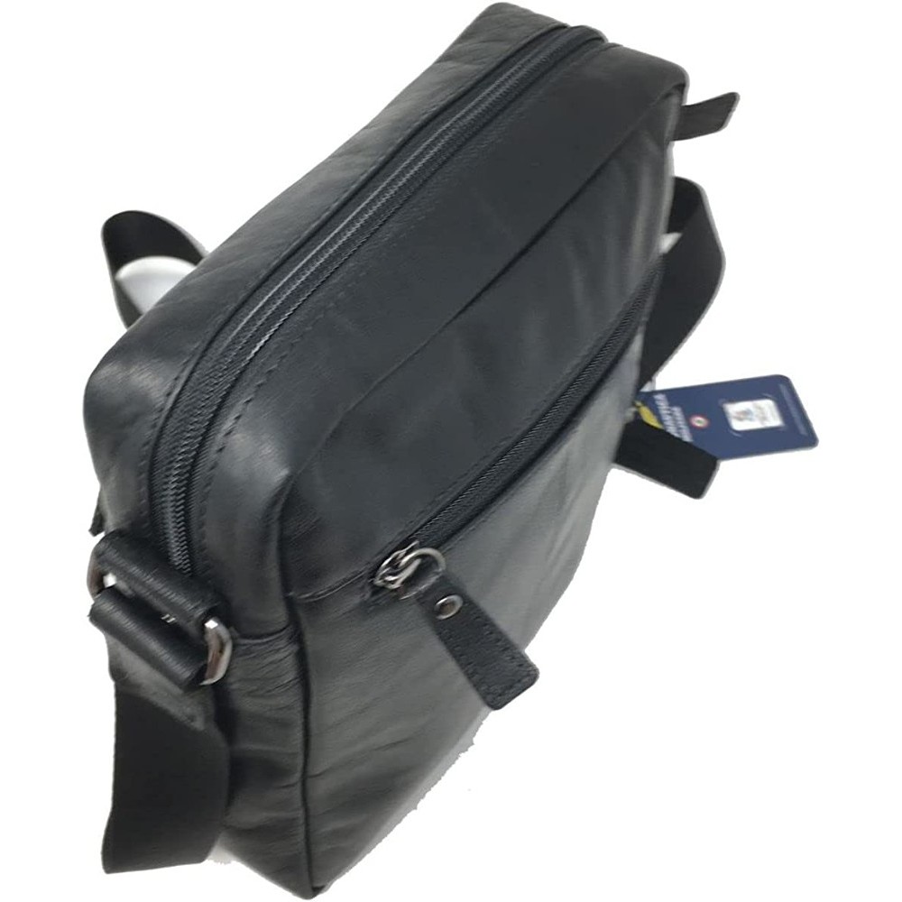 Aeronautica Militare AM-303 Leather Crossbody Bag Black Bags