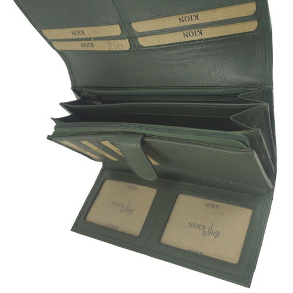 Kion Μεγάλο Δερμάτινο Γυναικείο Πορτοφόλι 1252A Πράσινο Πορτοφόλια