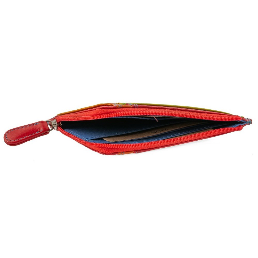 Δερμάτινη καρτοθήκη με φερμουάρ KION 17/4 ΚΟΚΚΙΝΟ Πορτοφόλια