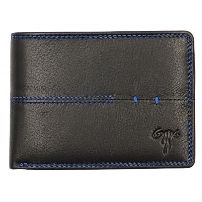 Kion 215 Α ανδρικό πορτοφόλι Δέρμα Μαύρο-μπλε