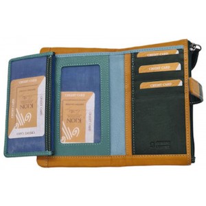 Kion Μεγάλο Δερμάτινο Γυναικείο Πορτοφόλι 3399Μ Πράσινο με κίτρινο. Wallets