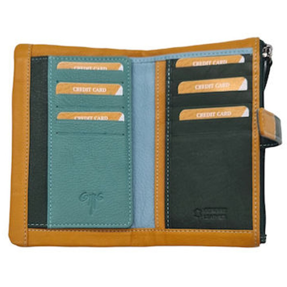 Kion Μεγάλο Δερμάτινο Γυναικείο Πορτοφόλι 3399Μ Πράσινο με κίτρινο. Wallets