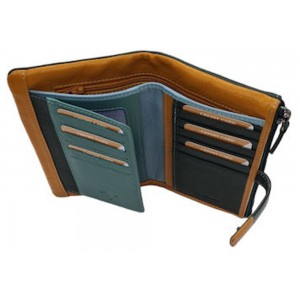 Kion Μεγάλο Δερμάτινο Γυναικείο Πορτοφόλι 3399Μ Πράσινο με κίτρινο. Wallets