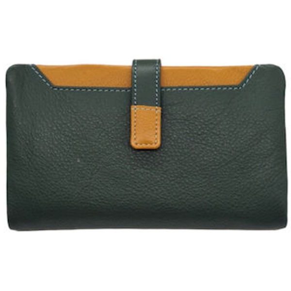Kion Μεγάλο Δερμάτινο Γυναικείο Πορτοφόλι 3399Μ Πράσινο με κίτρινο.