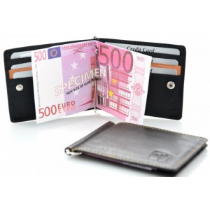 Kion Πορτοφόλι δέρμα C-232 με μεταλλικό έλασμα μαύρο Πορτοφόλια