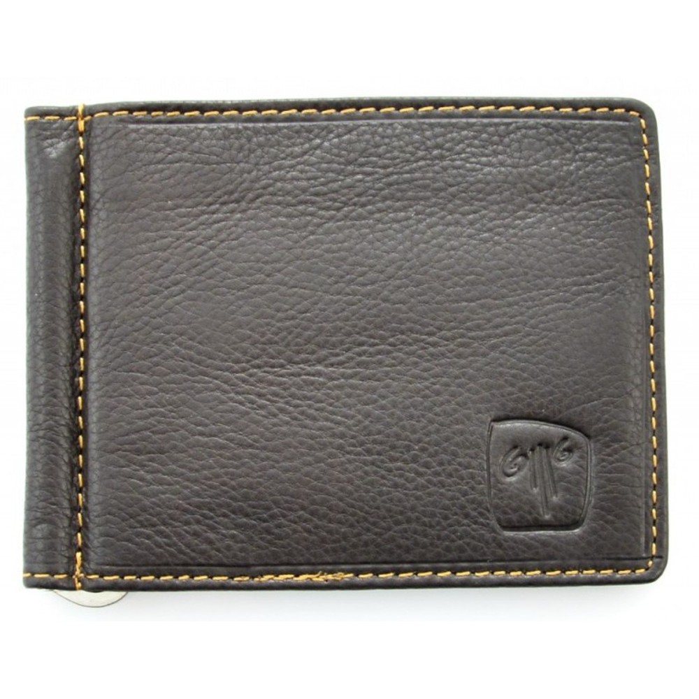 Kion Πορτοφόλι δέρμα C-232 με μεταλλικό έλασμα καφέ Wallets