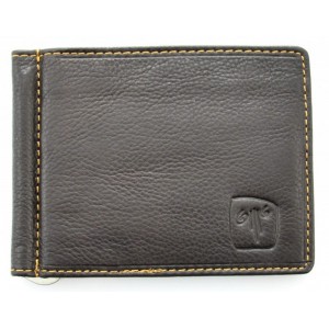 Kion Πορτοφόλι δέρμα C-232 με μεταλλικό έλασμα καφέ Wallets