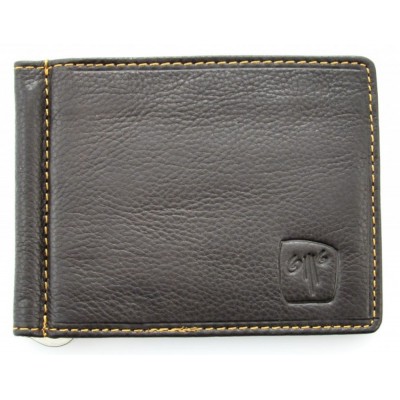 Kion Πορτοφόλι δέρμα C-232 με μεταλλικό έλασμα καφέ