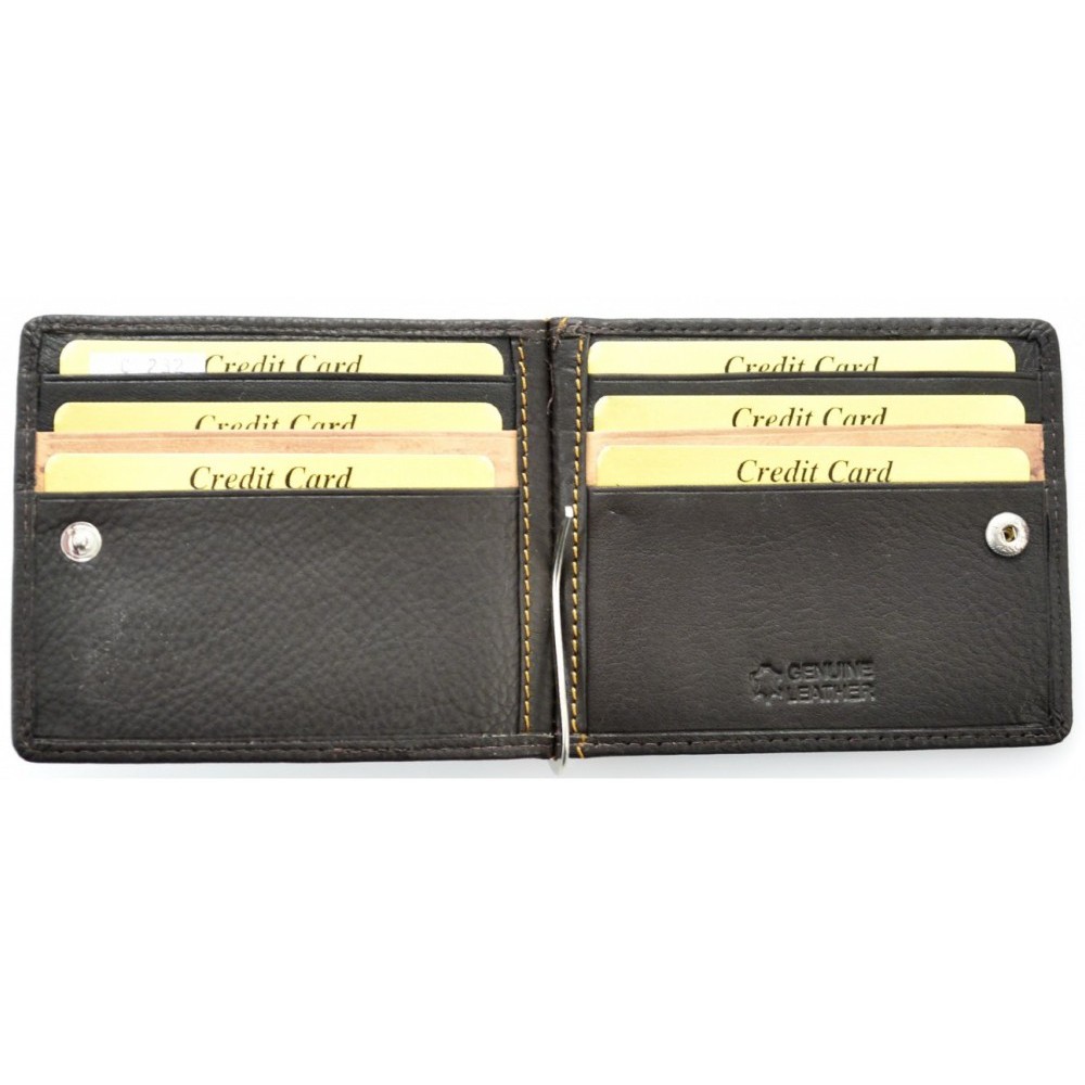 Kion Πορτοφόλι δέρμα C-232 με μεταλλικό έλασμα καφέ Wallets