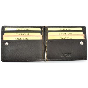 Kion Πορτοφόλι δέρμα C-232 με μεταλλικό έλασμα καφέ Wallets