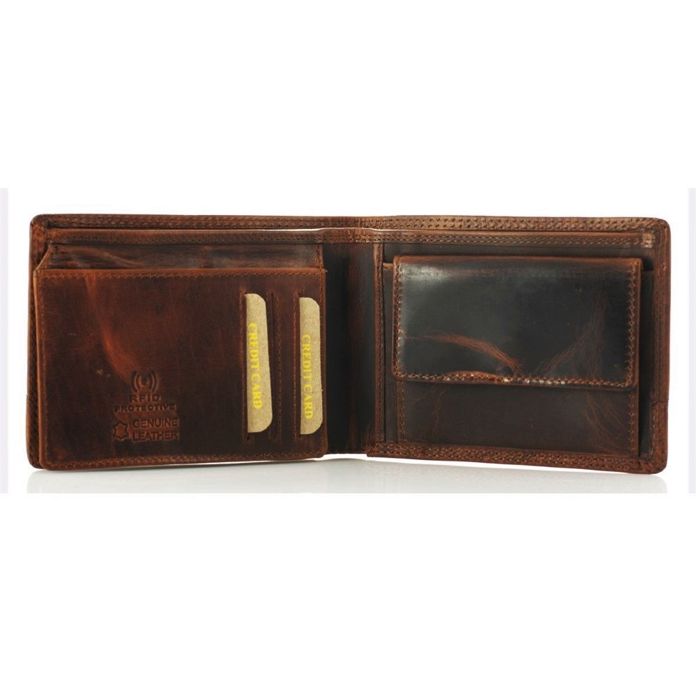 Kion KR-27 RFID karra ανδρικό πορτοφόλι δέρμα καφέ Πορτοφόλια