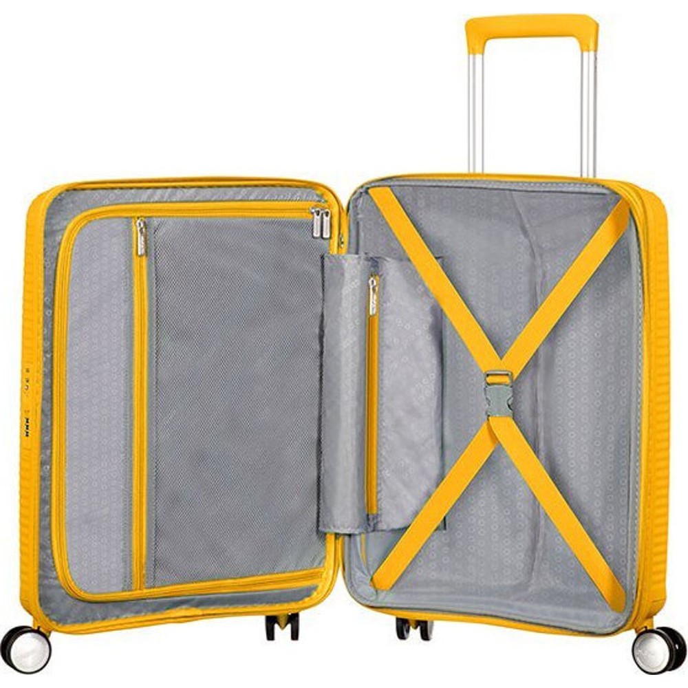 American Tourister Soundbox Spinner Expandable Βαλίτσα Καμπίνας 55cm 88472-1371 Κίτρινη. Είδη ταξιδιού