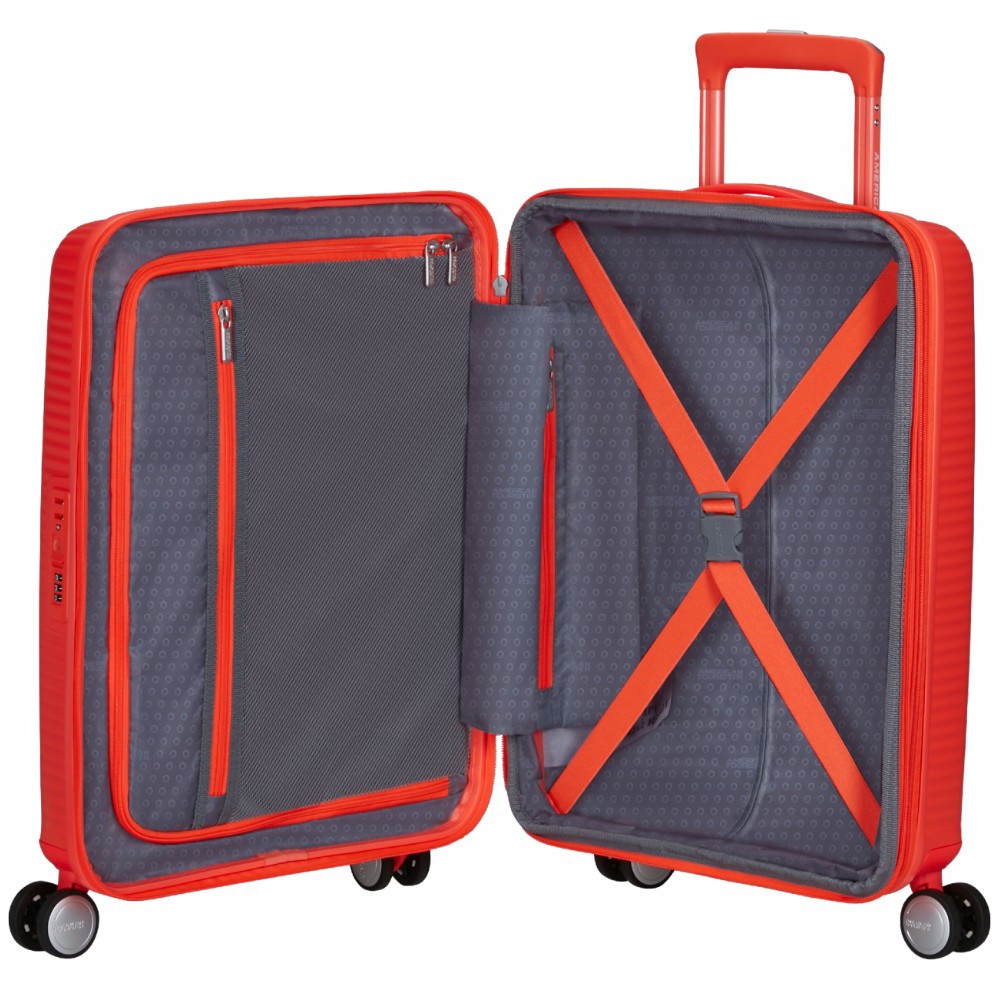 American Tourister Soundbox Spinner Expandable Cabin Suitcase 55cm 88472-D963 Neon Orange Travel Items