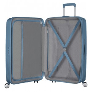 American Tourister Soundbox Spinner Expandable Medium Suitcase 67cm 88473-E612 Stone Blue Travel Items