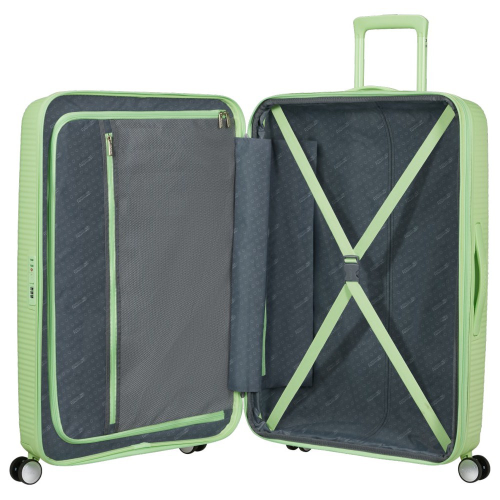 American Tourister Soundbox Spinner Expandable Large Suitcase 88474-A938 Kiwi Green Travel Items